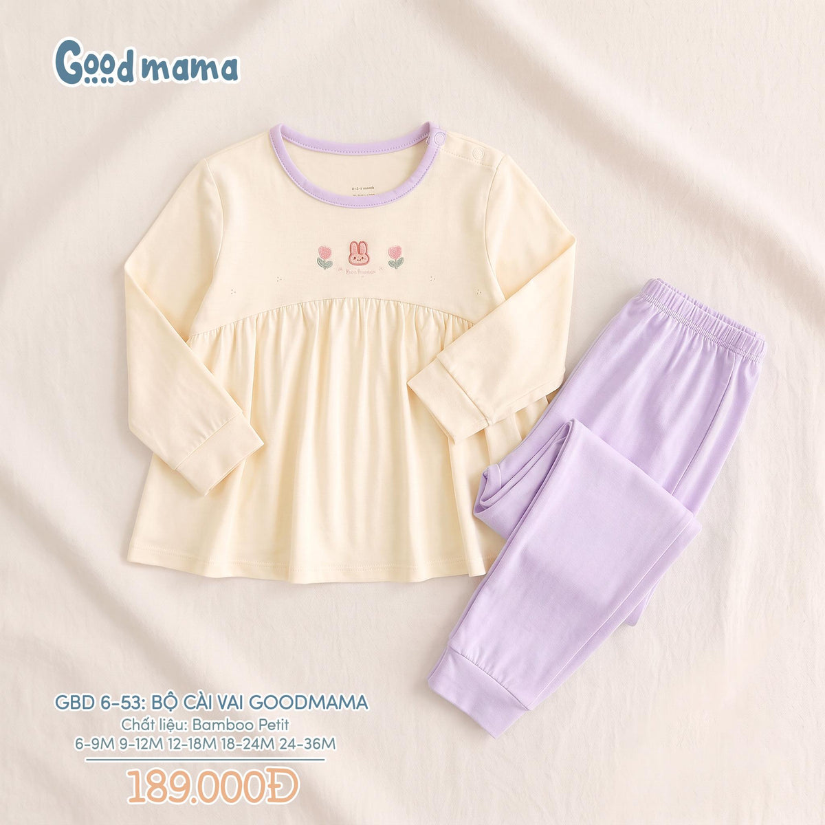 Bộ Cài Vai Goodmama GBD6-53 – Mềm Mại, Thoải Mái Cho Bé Mặc Cả Ngày