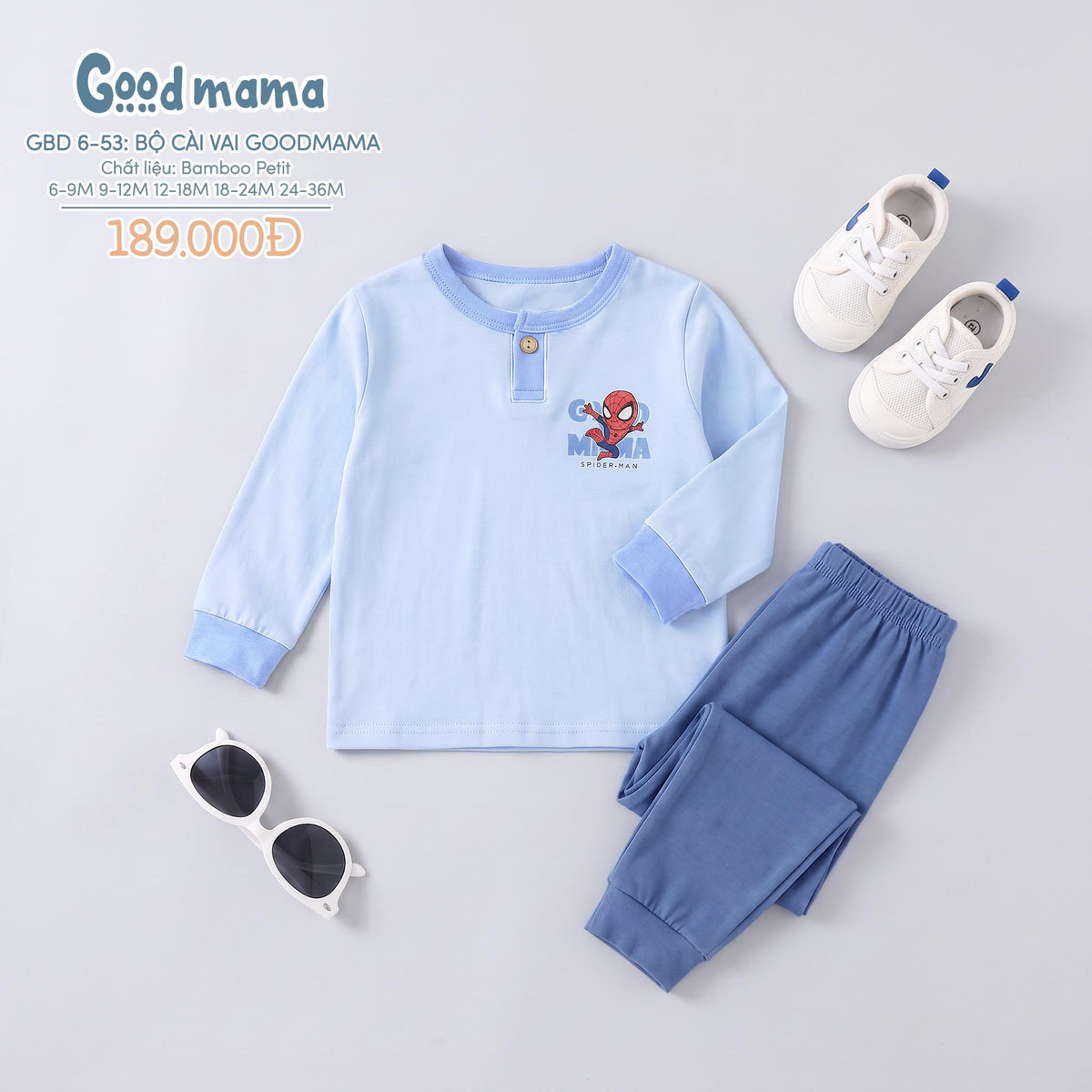 Bộ Cài Vai Goodmama GBD6-53 – Mềm Mại, Thoải Mái Cho Bé Mặc Cả Ngày
