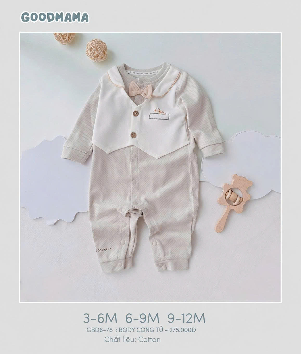 Body Công Tử Goodmama GBD6-78 – Chỉn Chu, Lịch Lãm Mà Vẫn Thoải Mái Cho Bé
