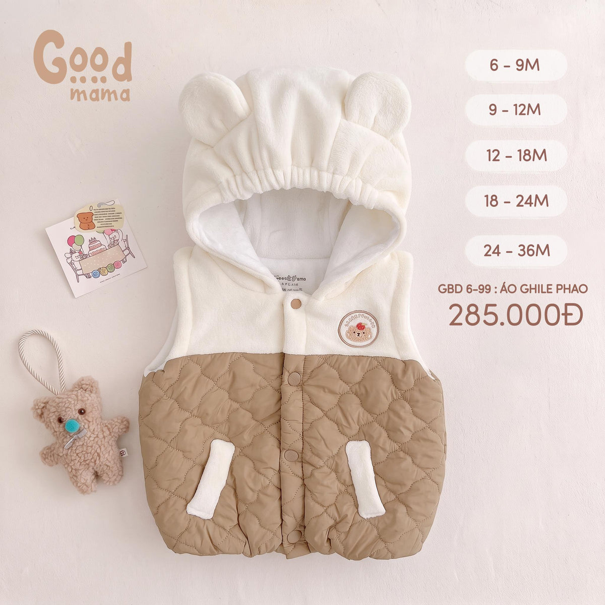 Áo ghile phao Goodmama GBD 6-99 – Lớp giữ ấm nhẹ nhàng cho bé trong những ngày se lạnh