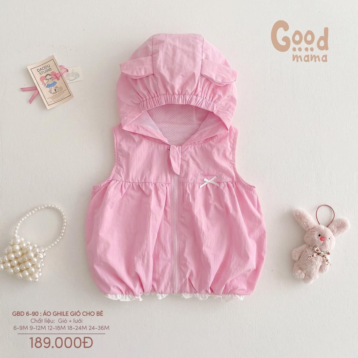 Áo ghile gió Goodmama GBD 6-90 – Lớp áo nhẹ nhàng giữ ấm, bảo vệ bé trong những ngày giao mùa