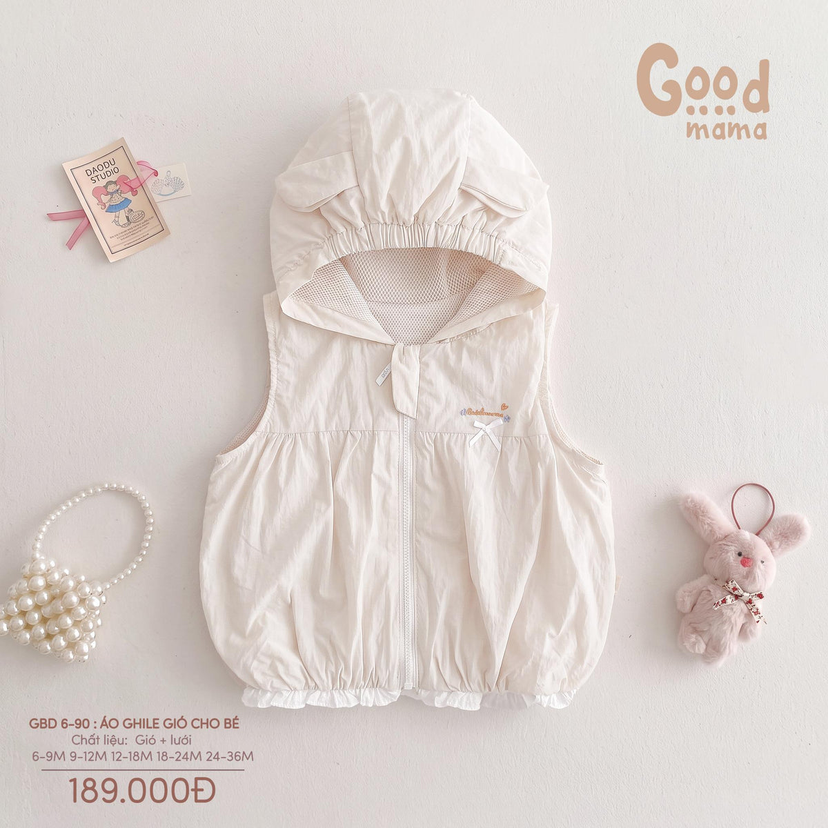 Áo ghile gió Goodmama GBD 6-90 – Lớp áo nhẹ nhàng giữ ấm, bảo vệ bé trong những ngày giao mùa
