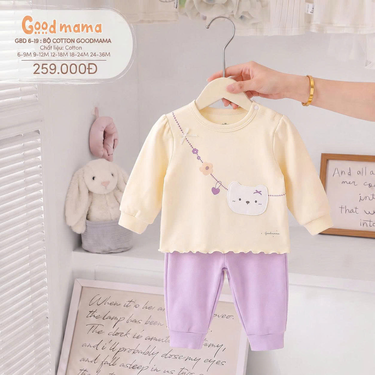 Bộ Cotton Goodmama GBD6-19 – Mềm Mại, Thoải Mái Cho Bé Mặc Mỗi Ngày
