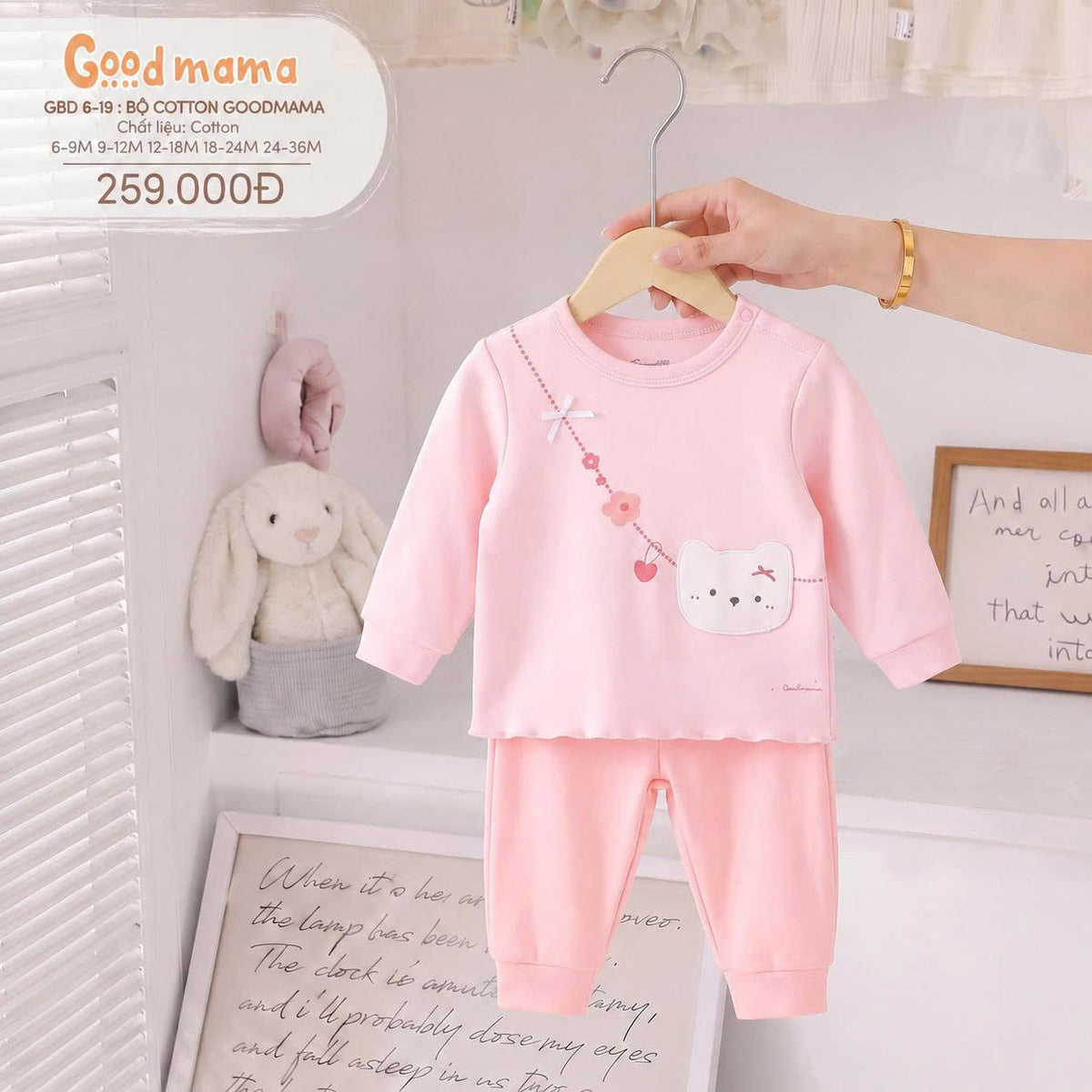 Bộ Cotton Goodmama GBD6-19 – Mềm Mại, Thoải Mái Cho Bé Mặc Mỗi Ngày