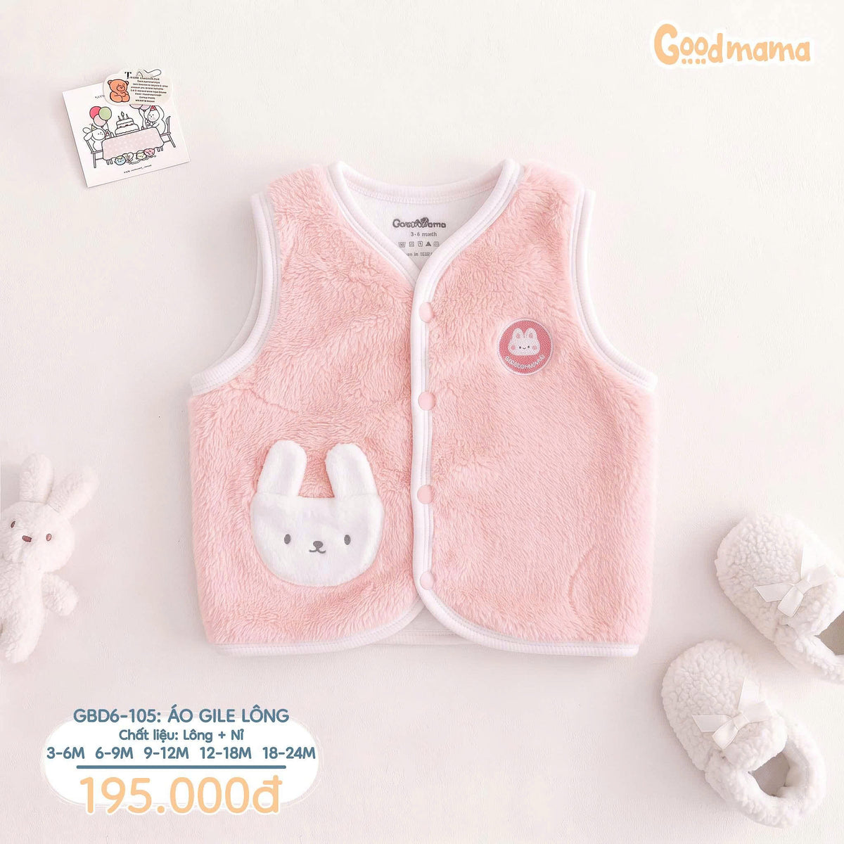 Áo Ghile Lông Goodmama GBD6-105 – Ấm Áp, Mềm Mại Cho Bé Trong Ngày Thu Đông