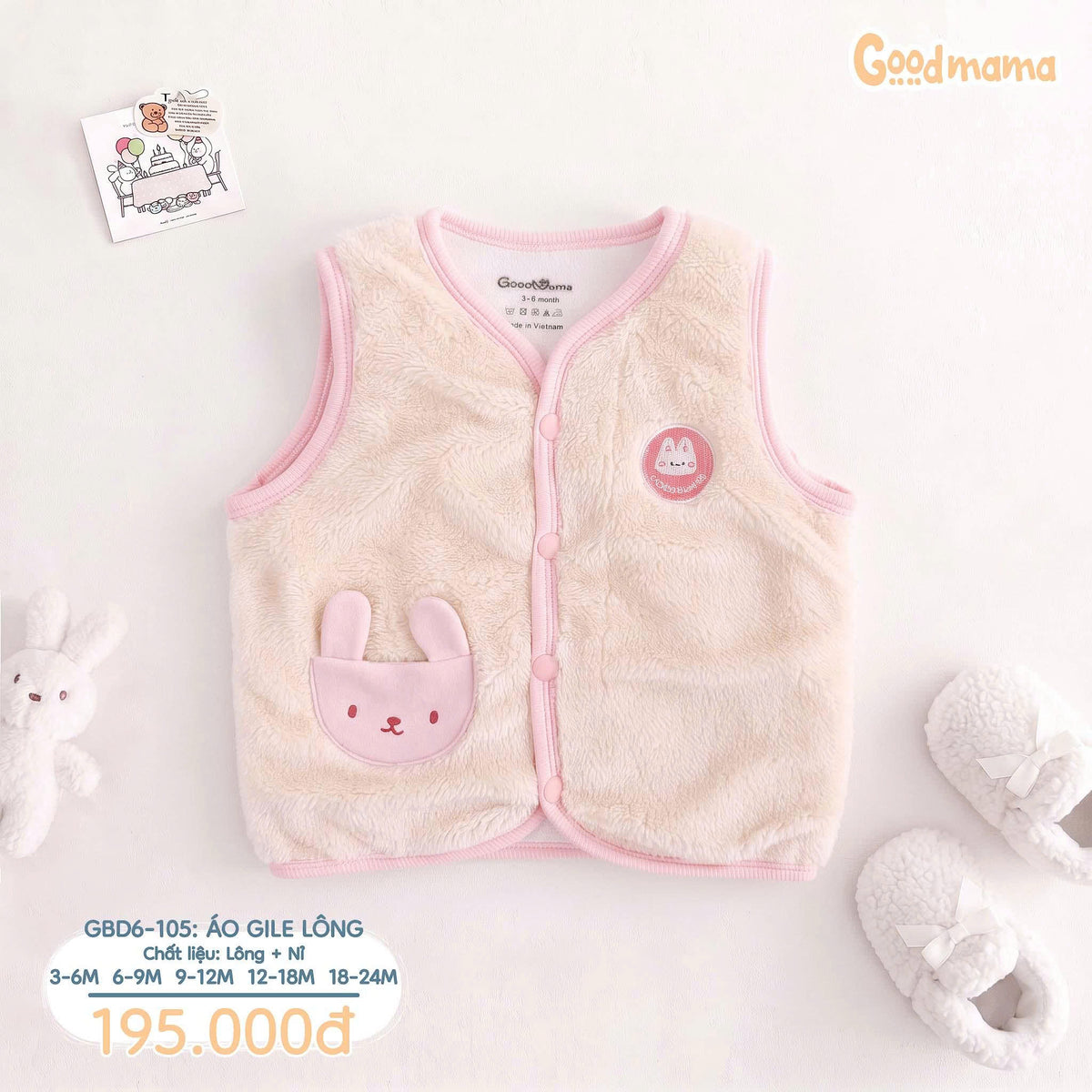 Áo Ghile Lông Goodmama GBD6-105 – Ấm Áp, Mềm Mại Cho Bé Trong Ngày Thu Đông