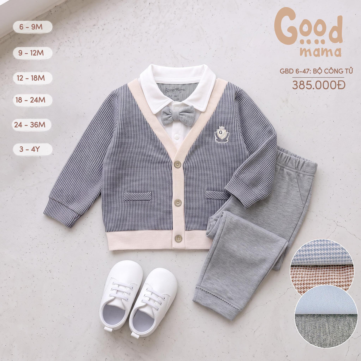 Bộ Công Tử Goodmama GBD6-47 – Thanh Lịch, Nhẹ Nhàng Cho Bé Trong Những Dịp Đặc Biệt