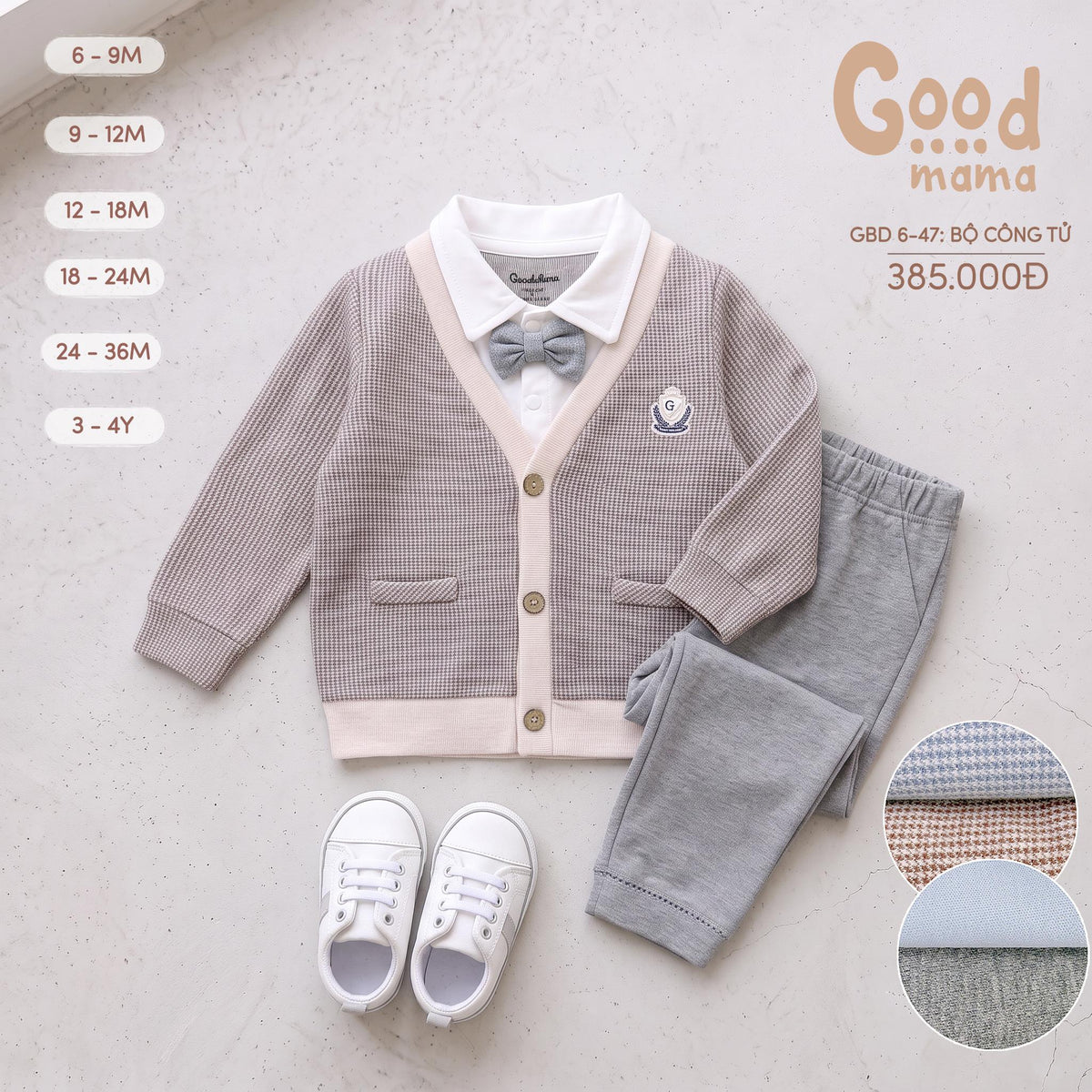 Bộ Công Tử Goodmama GBD6-47 – Thanh Lịch, Nhẹ Nhàng Cho Bé Trong Những Dịp Đặc Biệt