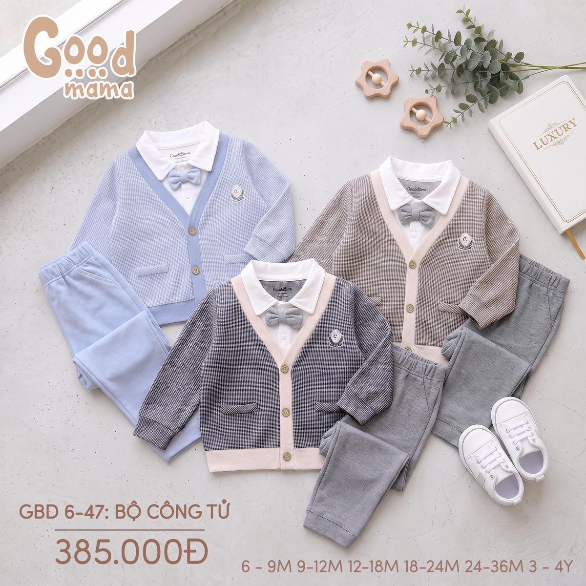 Bộ Công Tử Goodmama GBD6-47 – Thanh Lịch, Nhẹ Nhàng Cho Bé Trong Những Dịp Đặc Biệt