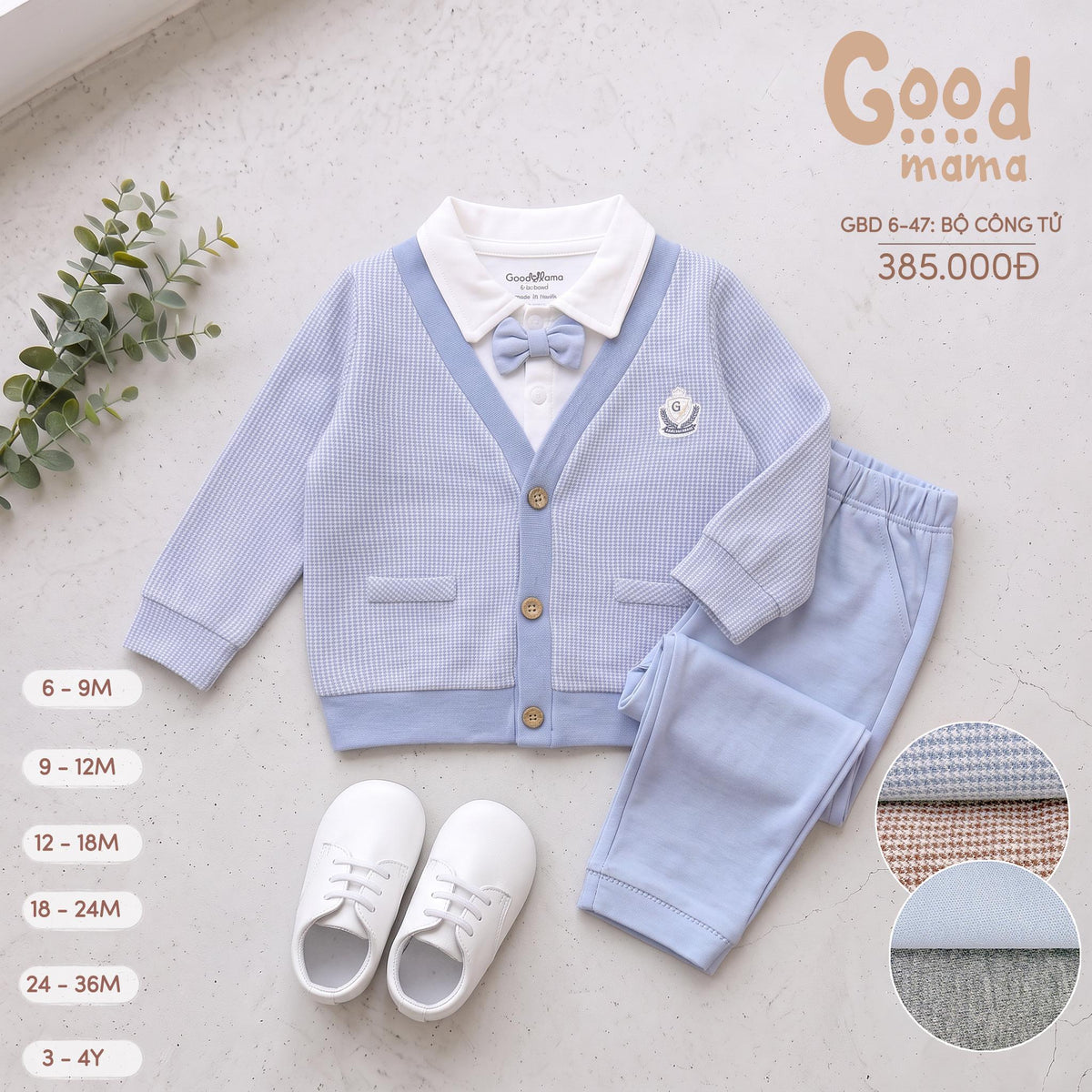 Bộ Công Tử Goodmama GBD6-47 – Thanh Lịch, Nhẹ Nhàng Cho Bé Trong Những Dịp Đặc Biệt