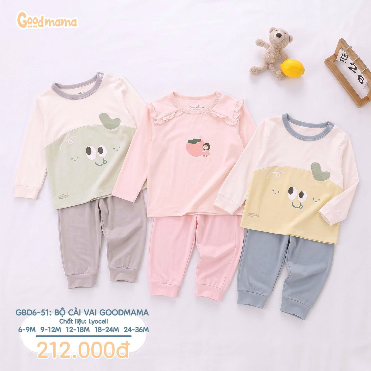 Bộ Cài Vai Goodmama GBD6-51 – Mềm Mại, Nhẹ Nhàng Cho Bé Từ Những Ngày Đầu Đời