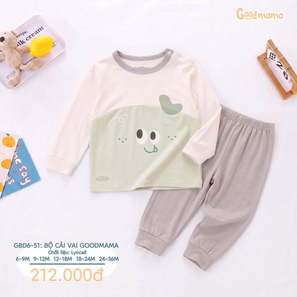 Bộ Cài Vai Goodmama GBD6-51 – Mềm Mại, Nhẹ Nhàng Cho Bé Từ Những Ngày Đầu Đời