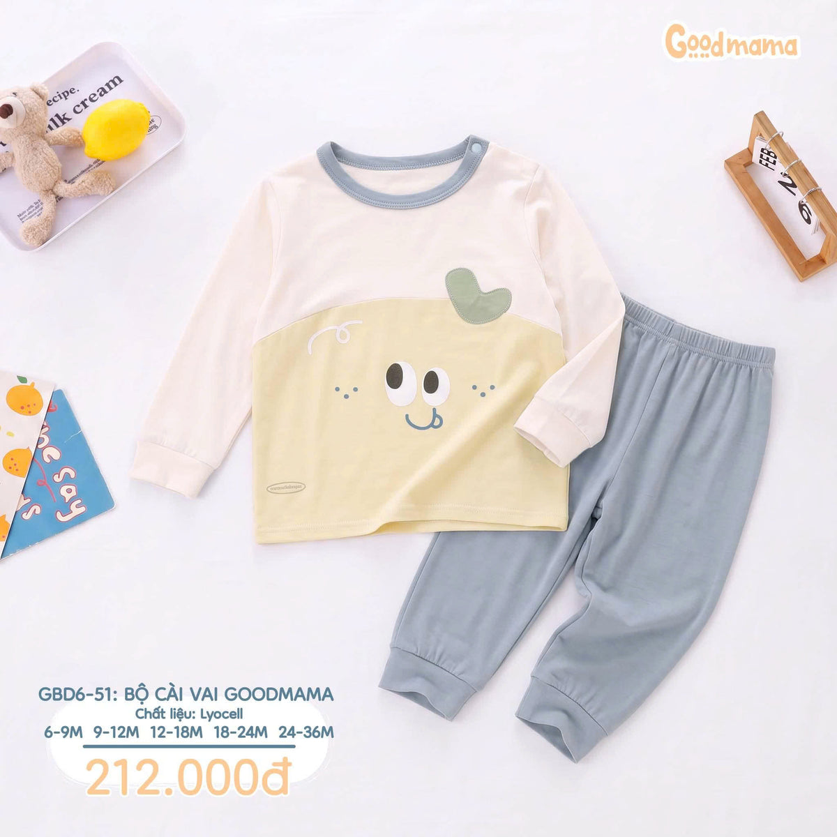 Bộ Cài Vai Goodmama GBD6-51 – Mềm Mại, Nhẹ Nhàng Cho Bé Từ Những Ngày Đầu Đời