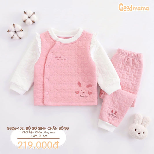 Bộ Sơ Sinh Chần Bông Goodmama GBD6-102 – Êm Ái, Ấm Áp Cho Những Ngày Đầu Đời