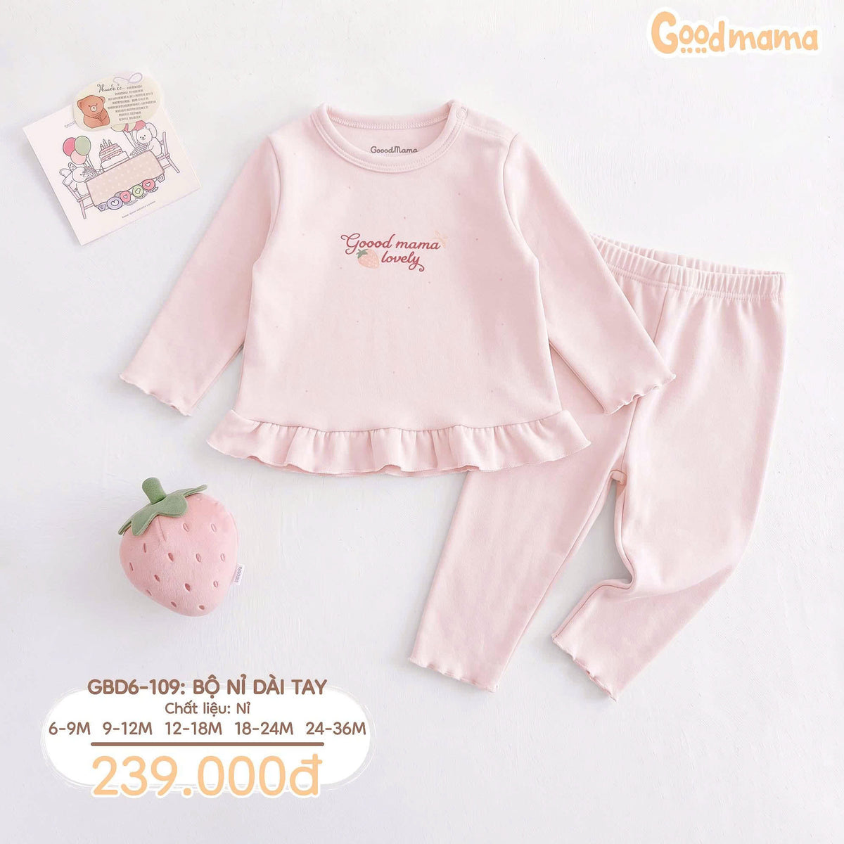 Bộ Nỉ Dài Tay Goodmama GBD6-109 – Mềm Ấm, Dịu Êm Cho Những Ngày Se Lạnh