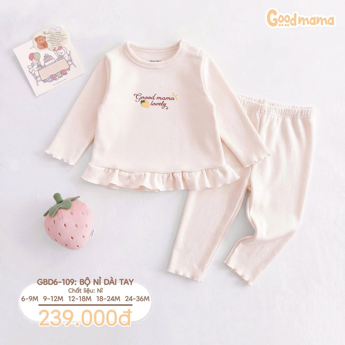 Bộ Nỉ Dài Tay Goodmama GBD6-109 – Mềm Ấm, Dịu Êm Cho Những Ngày Se Lạnh
