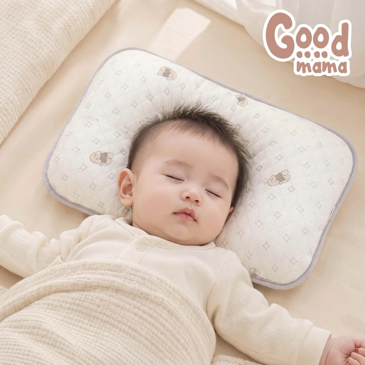 Gối Lõm Sơ Sinh Cao Cấp Goodmama GPK-16 – Êm Ái, Thoáng Nhẹ Cho Giấc Ngủ Của Bé