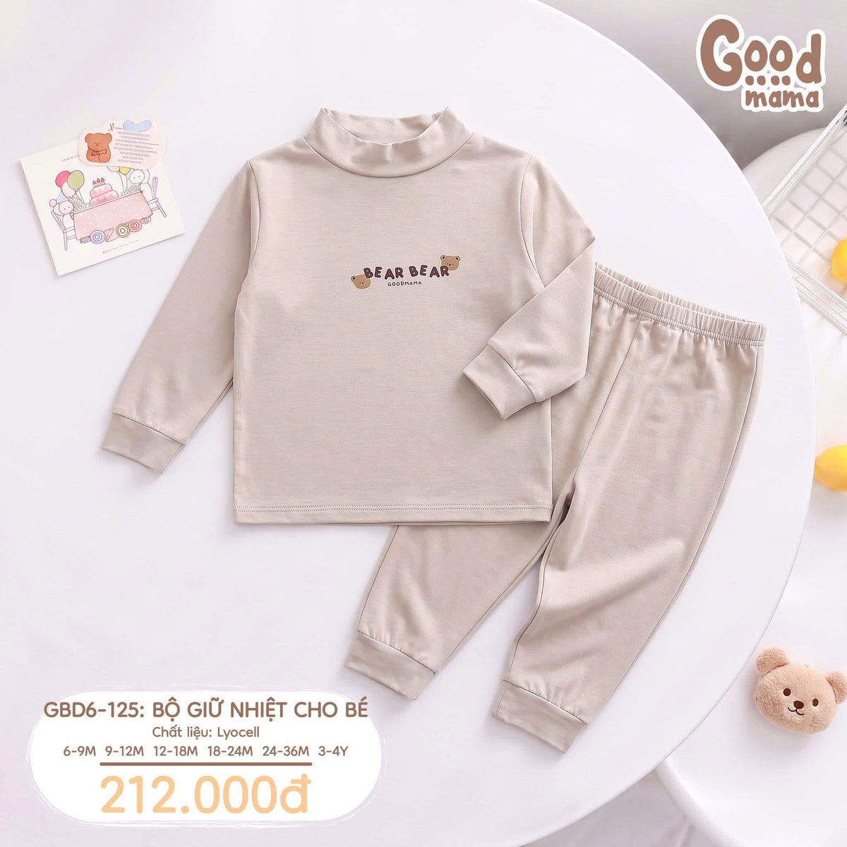 Bộ giữ nhiệt Lyocell Goodmama GBD6-125 – Mềm mại ôm bé, dịu dàng qua ngày se lạnh