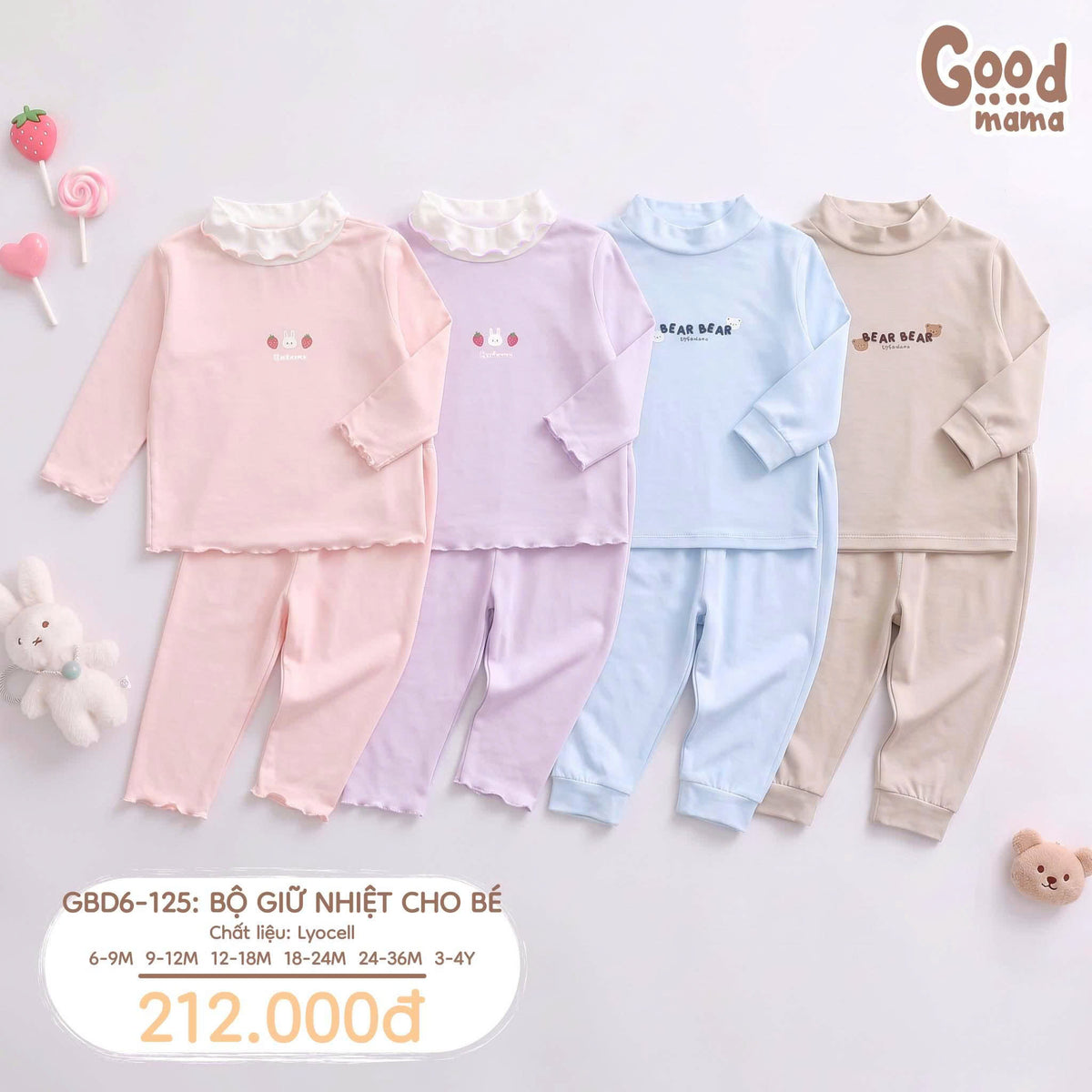 Bộ giữ nhiệt Lyocell Goodmama GBD6-125 – Mềm mại ôm bé, dịu dàng qua ngày se lạnh