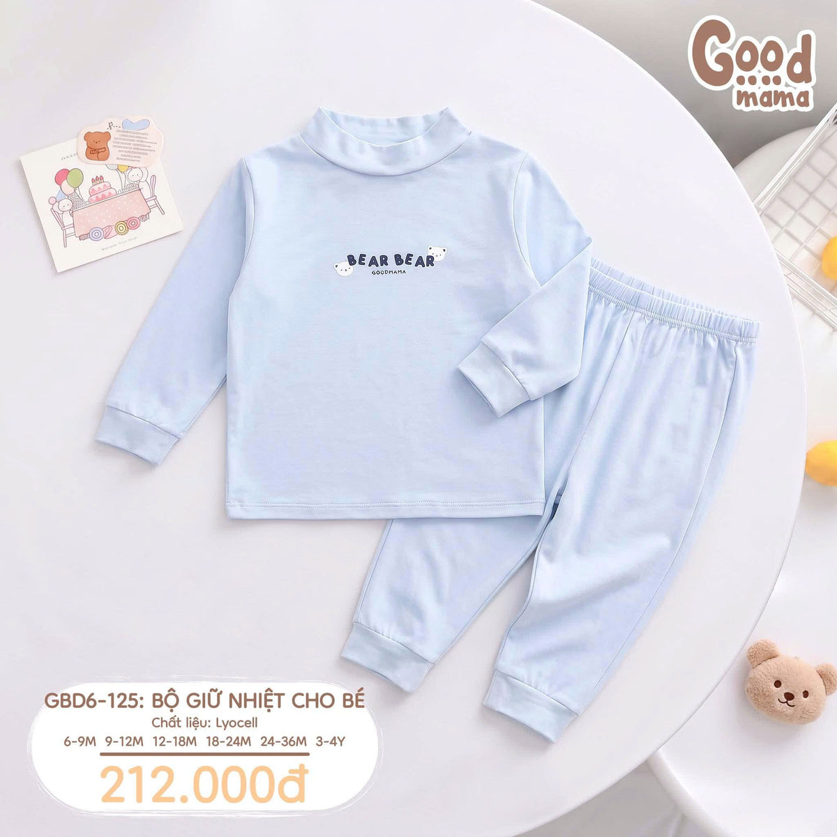 Bộ giữ nhiệt Lyocell Goodmama GBD6-125 – Mềm mại ôm bé, dịu dàng qua ngày se lạnh