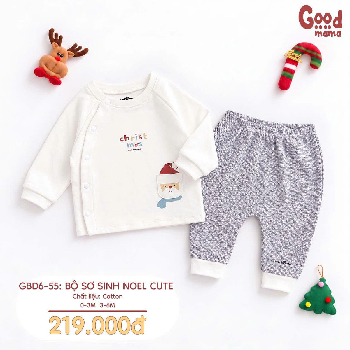 GBD6-55 BỘ SƠ SINH NOEL CUTE GOODMAMA