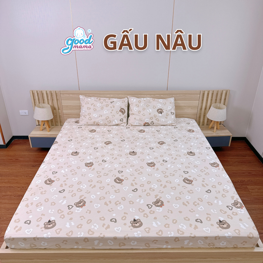 Ga Chống Thấm Cao Cấp Goodmama - Mẫu Gấu Nâu