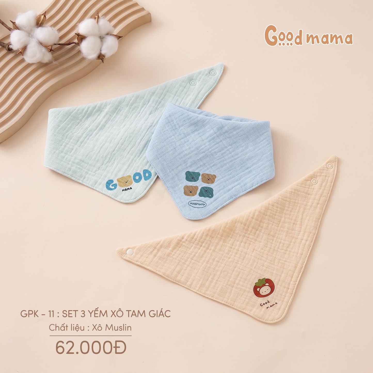 GPK - 11: SET 3 YẾM XÔ TAM GIÁC – MỀM MẠI, TIỆN LỢI CHO BÉ YÊU