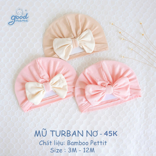 Mũ Turban Nơ Goodmama Chất Liệu Bamboo Pettit Cho Bé Gái