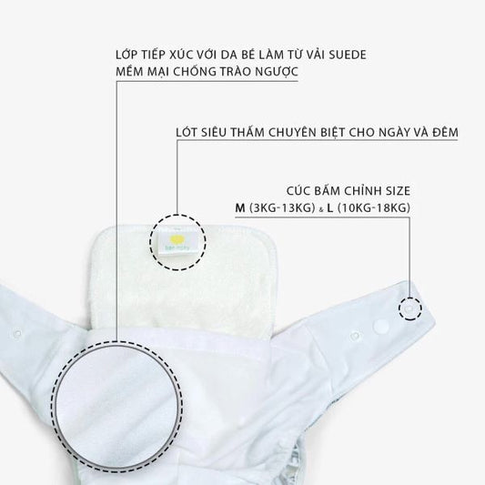 Bỉm Vải Goodmama - Quần bỉm vải giặt được cho trẻ sơ sinh Goodmama - Họa tiết ngẫu nhiên