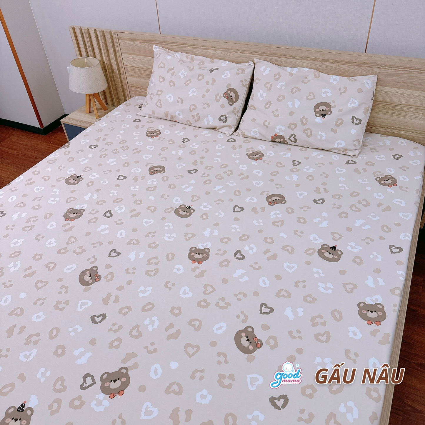 Ga Chống Thấm Cao Cấp Goodmama - Mẫu Gấu Nâu