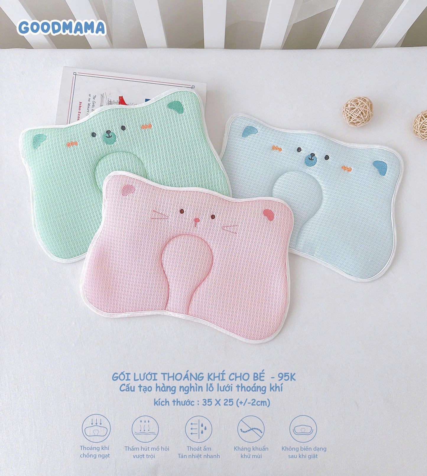 GỐI LƯỚI THOÁNG KHÍ CHO BÉ
