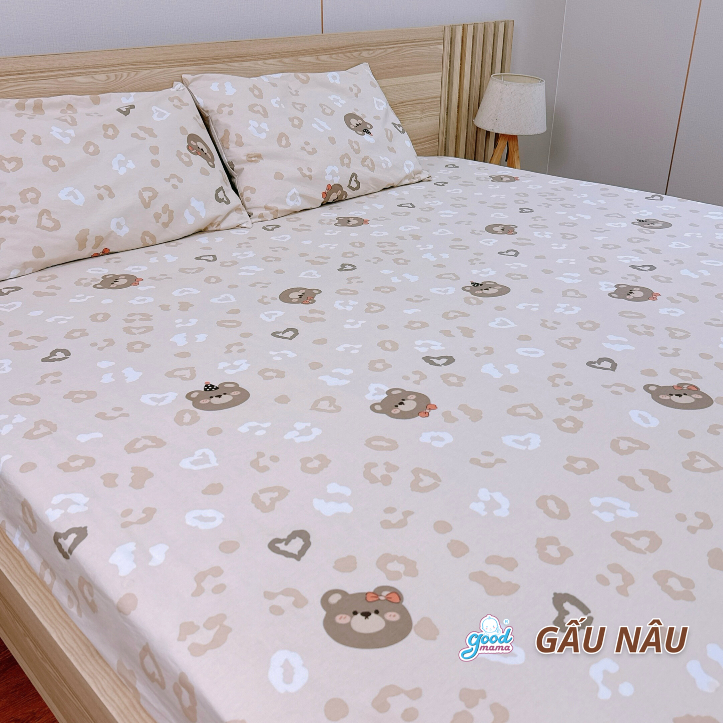Ga Chống Thấm Cao Cấp Goodmama - Mẫu Gấu Nâu