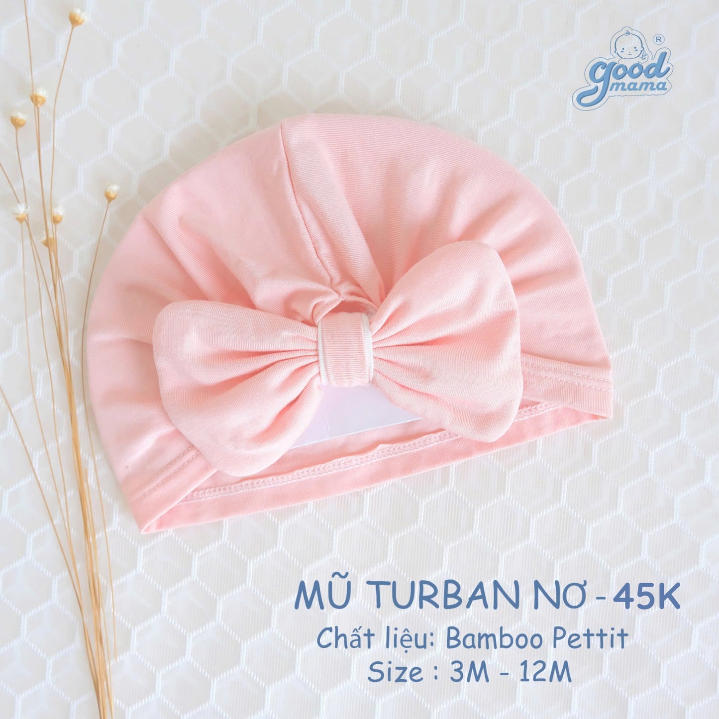 Mũ Turban Nơ Goodmama Chất Liệu Bamboo Pettit Cho Bé Gái