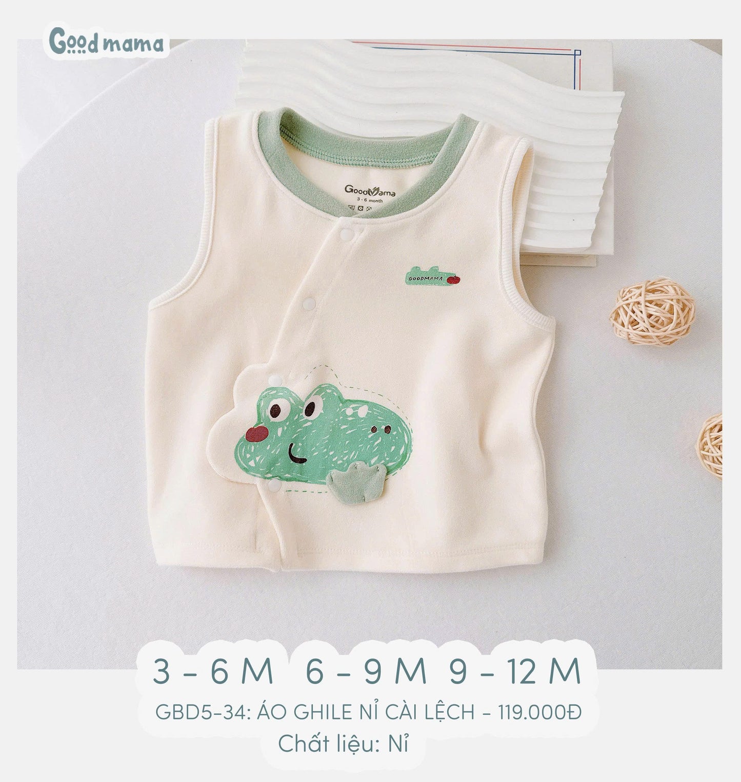 GBD5 - 34: ÁO GHILE NỈ CÀI LỆCH
