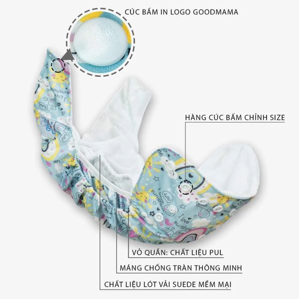 Bỉm Vải Goodmama - Quần bỉm vải giặt được cho trẻ sơ sinh Goodmama - Họa tiết ngẫu nhiên