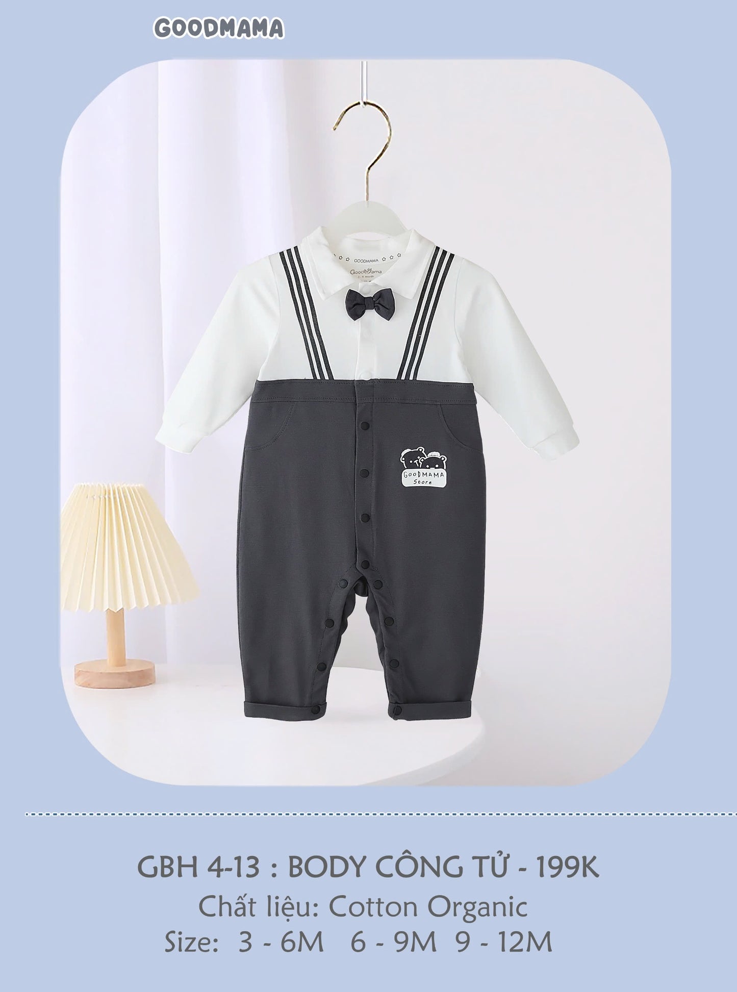 GBH4-13: Body Công Tử Goodmama Chất Liệu Cotton Organic