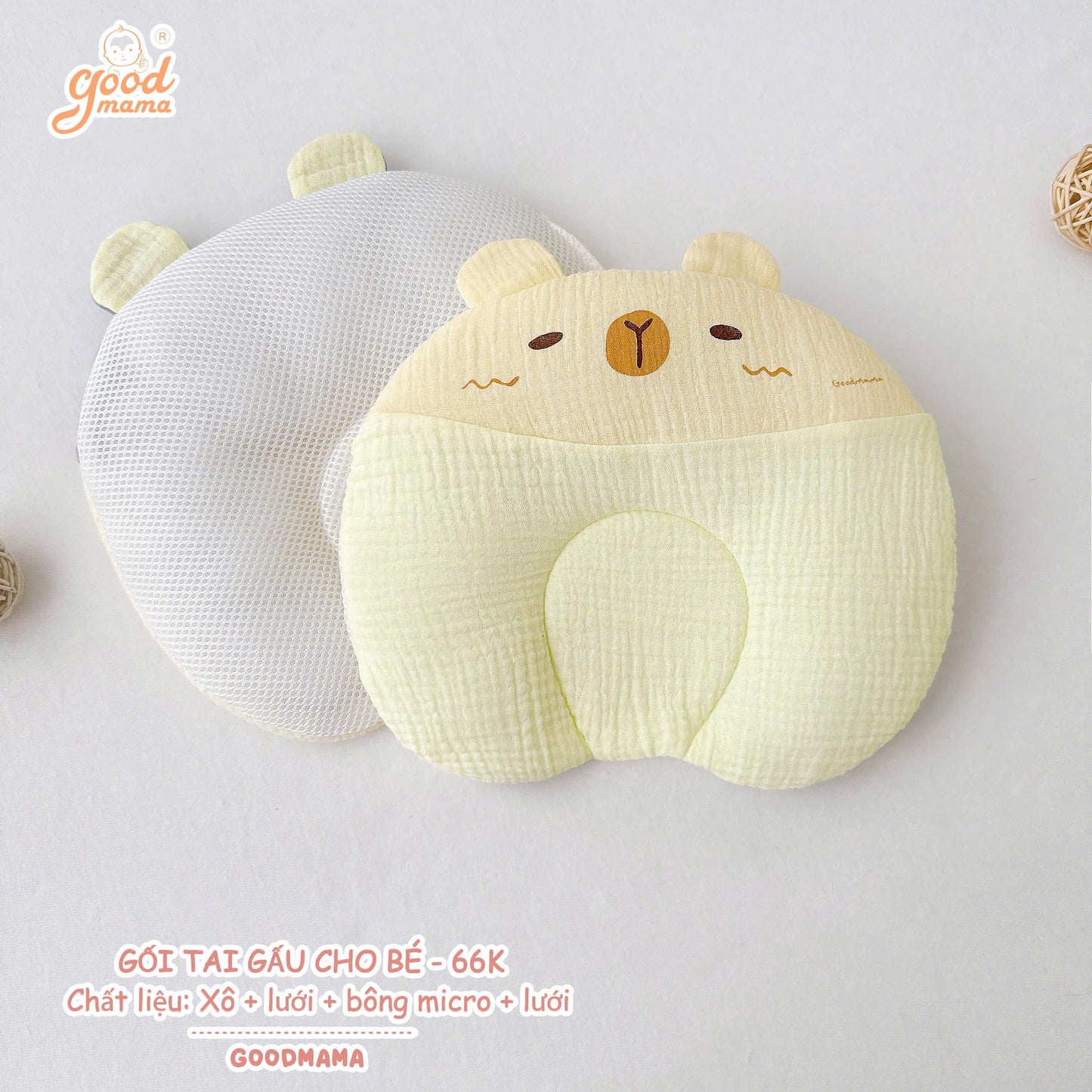 GỐI TAI GẤU CHO BÉ – DỄ THƯƠNG, ÊM ÁI & THOÁNG KHÍ