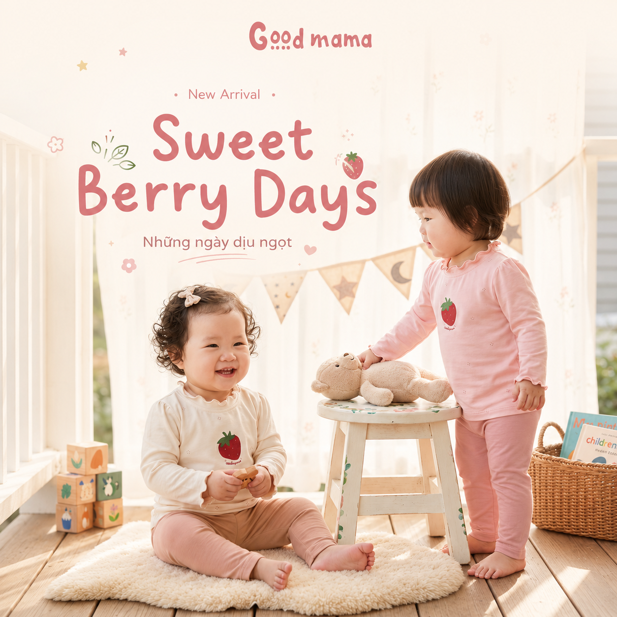 GBD 6-02 – Bộ Bé Gái Strawberry Chất Liệu Lyocell Cao Cấp