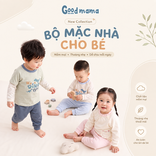 GBD 6-10: BỘ ZAGLAN CỔ TRÒN GOODMAMA - MỀM NHẸ, THOẢI MÁI CHO BÉ MẶC MỖI NGÀY