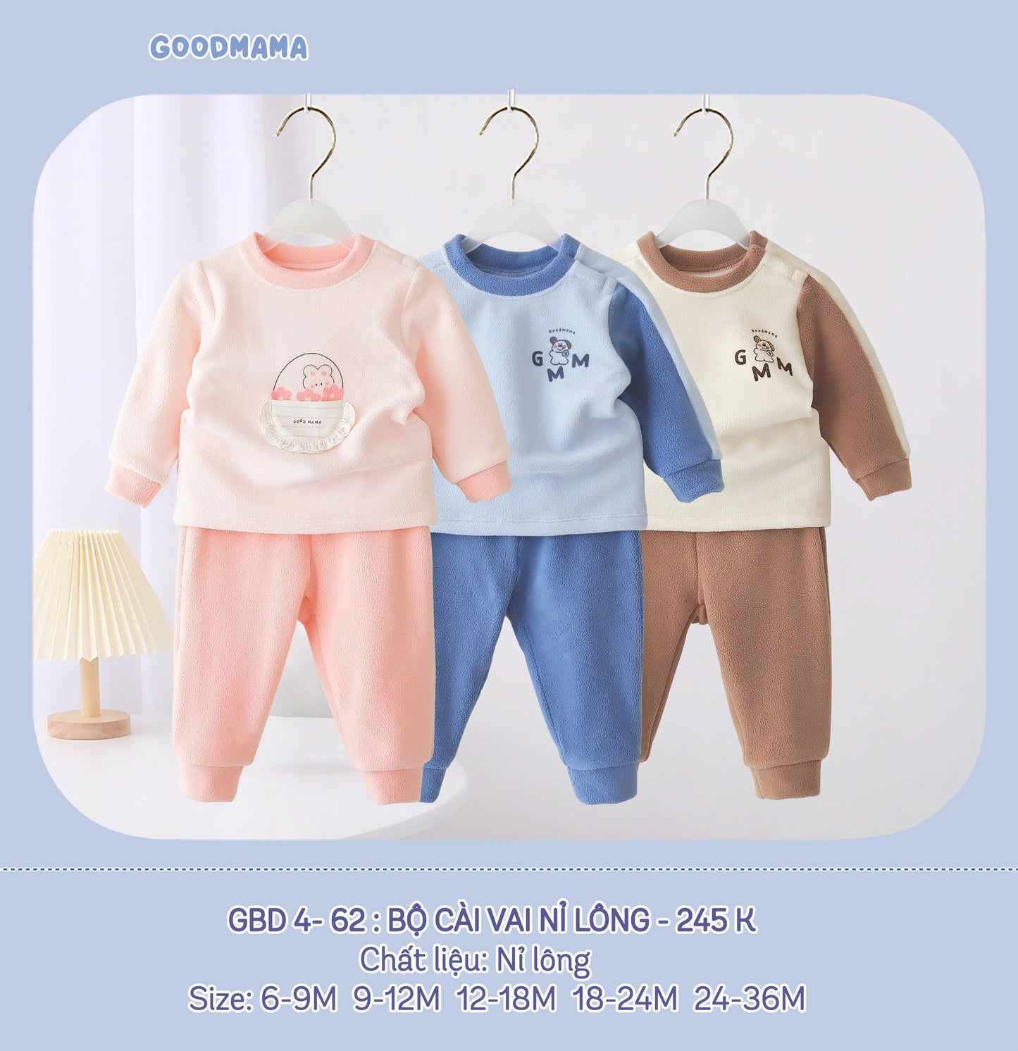 GBD4-62: Bộ Cài Vai Goodmama Chất Liệu Nỉ Lông