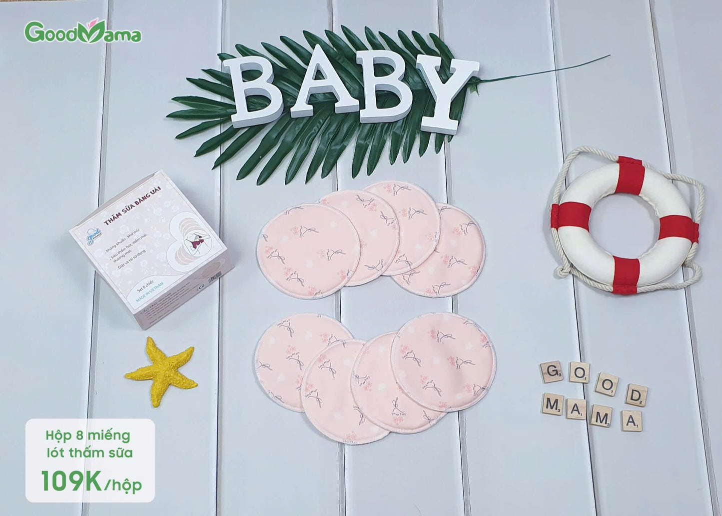 Miếng Lót Thấm Sữa Giặt Được Goodmama Set 8 Cái