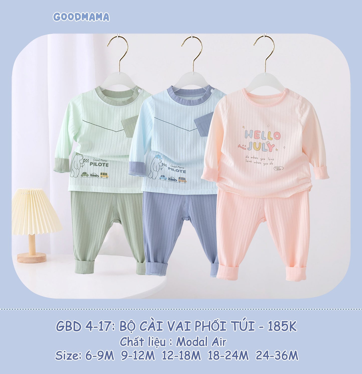 GBD4-17 Bộ Cài Via Phối Túi Goodmama Chất Liệu Modal Air