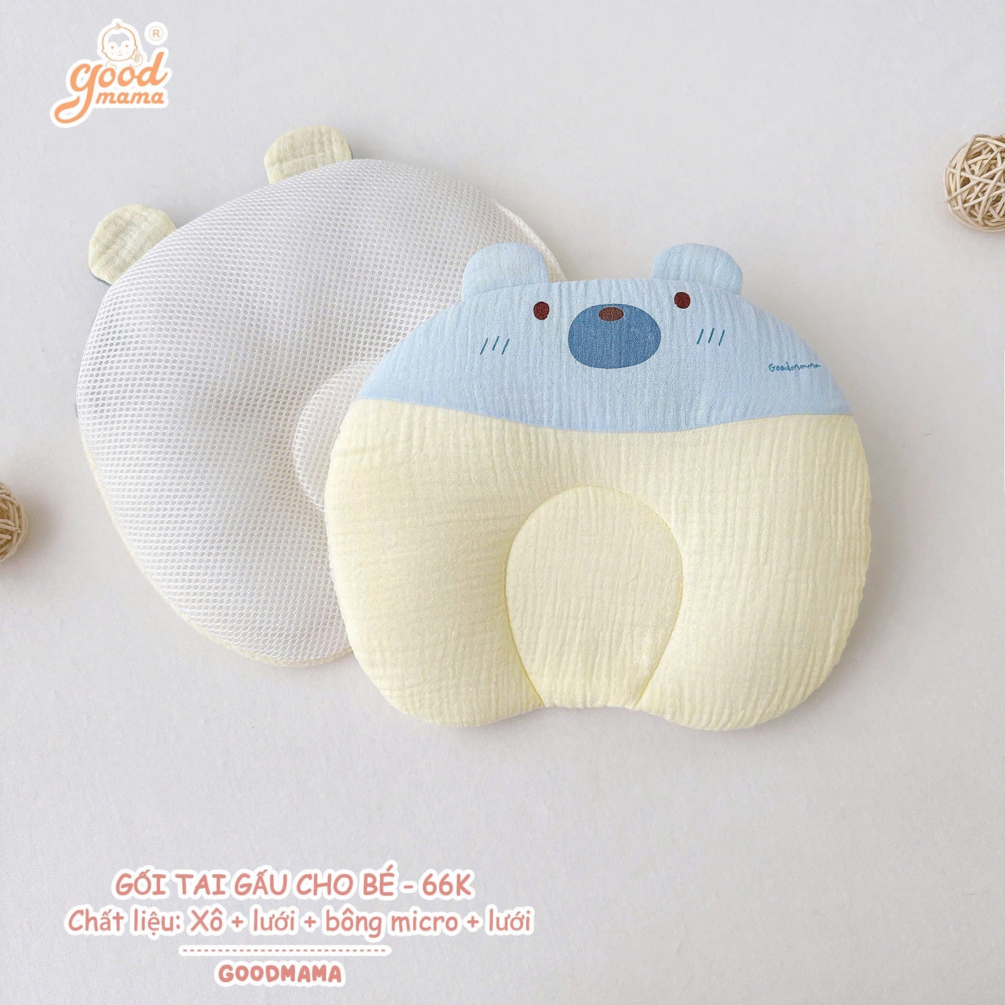 GỐI TAI GẤU CHO BÉ – DỄ THƯƠNG, ÊM ÁI & THOÁNG KHÍ