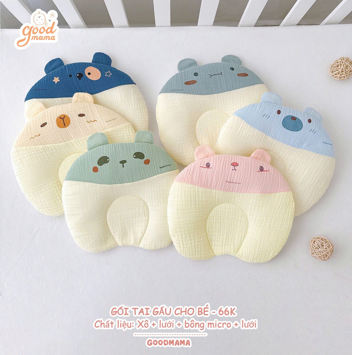 GỐI TAI GẤU CHO BÉ – DỄ THƯƠNG, ÊM ÁI & THOÁNG KHÍ