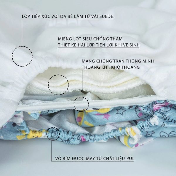 Bỉm Vải Goodmama - Quần bỉm vải giặt được cho trẻ sơ sinh Goodmama - Họa tiết ngẫu nhiên