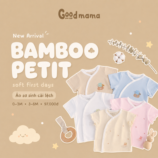 GBH 5-75: Áo Sơ Sinh Cài Lệch Chất Liệu Bamboo Petit Mềm Mại, Thoáng Khí
