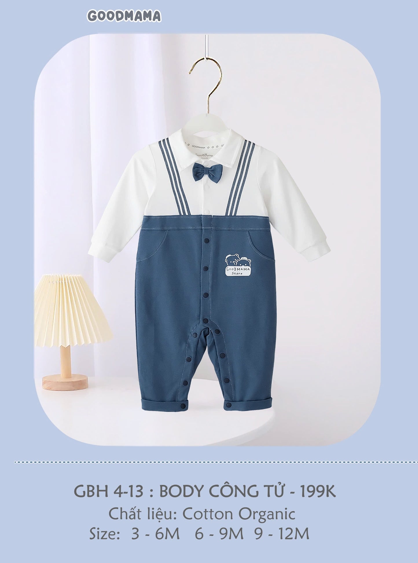 GBH4-13: Body Công Tử Goodmama Chất Liệu Cotton Organic