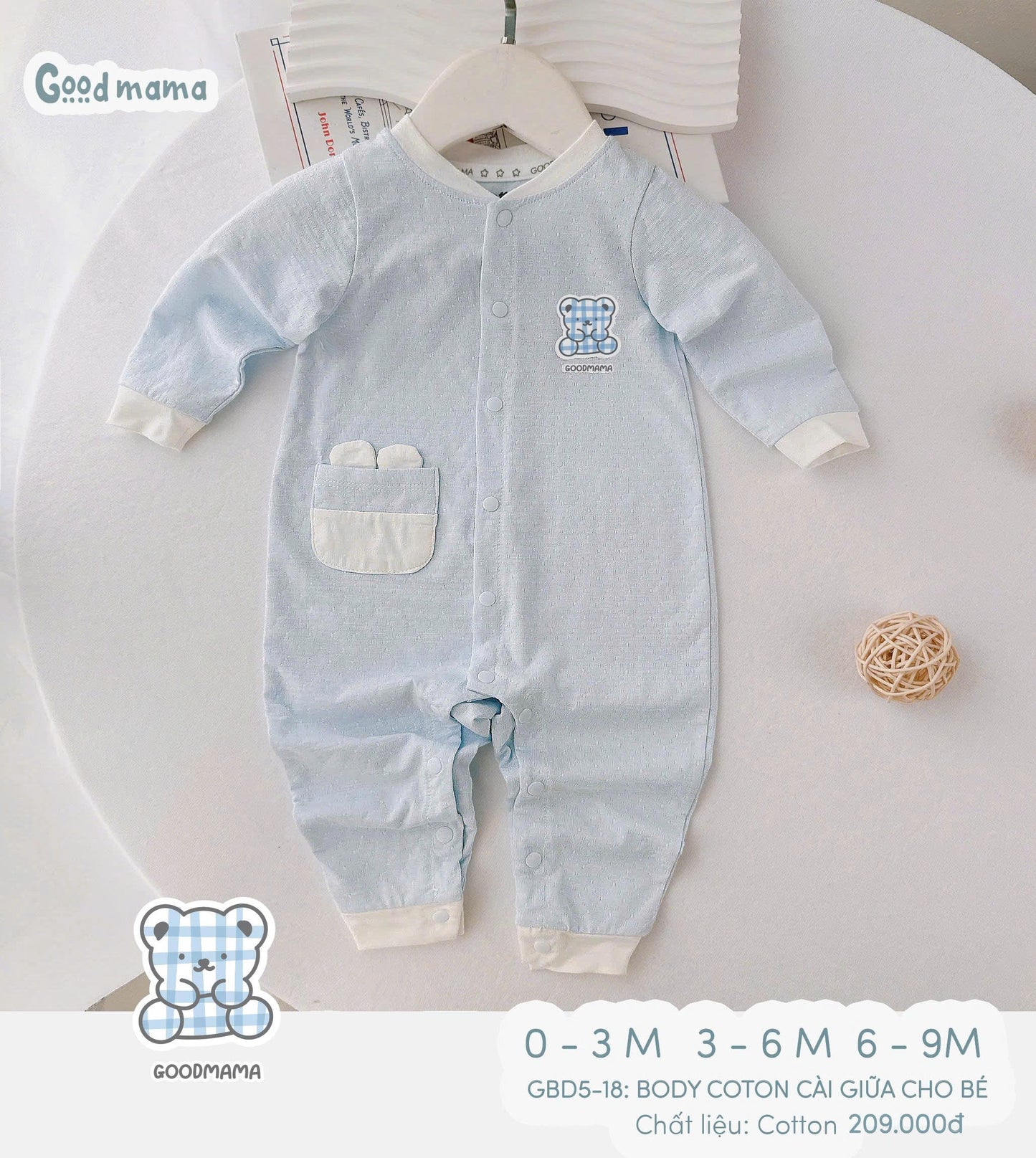 GBD5 - 18: BODY COTTON CÀI GIỮA CHO BÉ