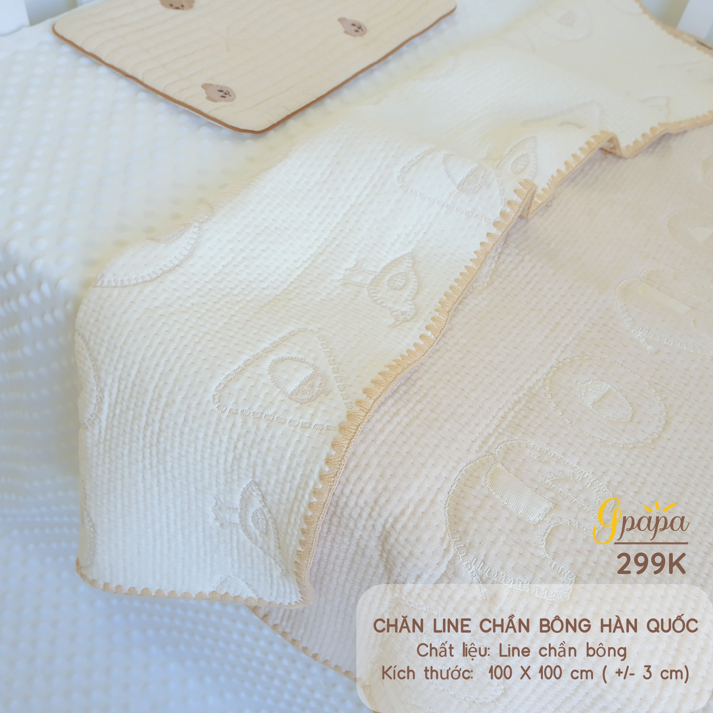 Chăn Line Chần Bông Hàn Quốc Gpapa giúp bé đi vào giấc ngủ một cách êm ái, mềm mại.