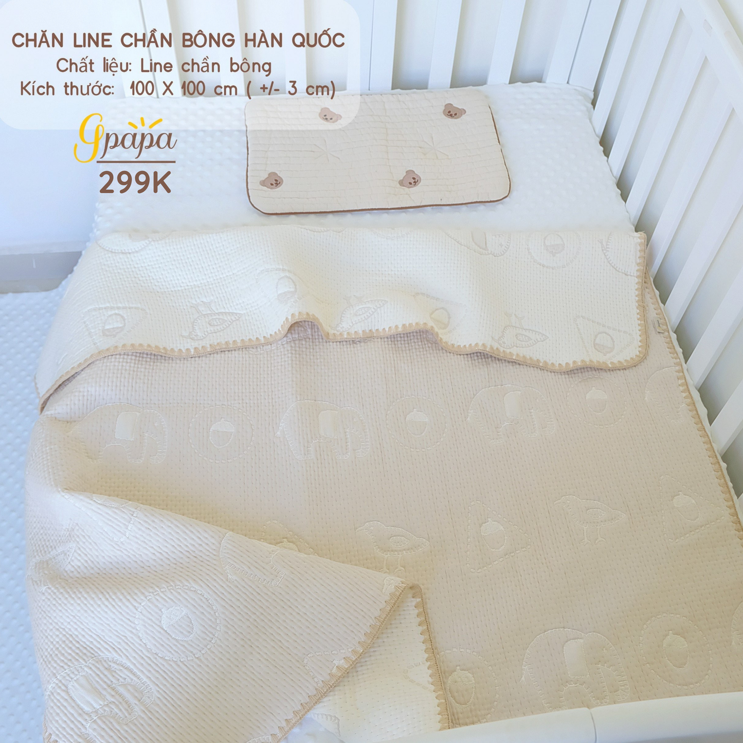 Chăn Line Chần Bông Hàn Quốc Gpapa giúp bé đi vào giấc ngủ một cách êm ái, mềm mại.